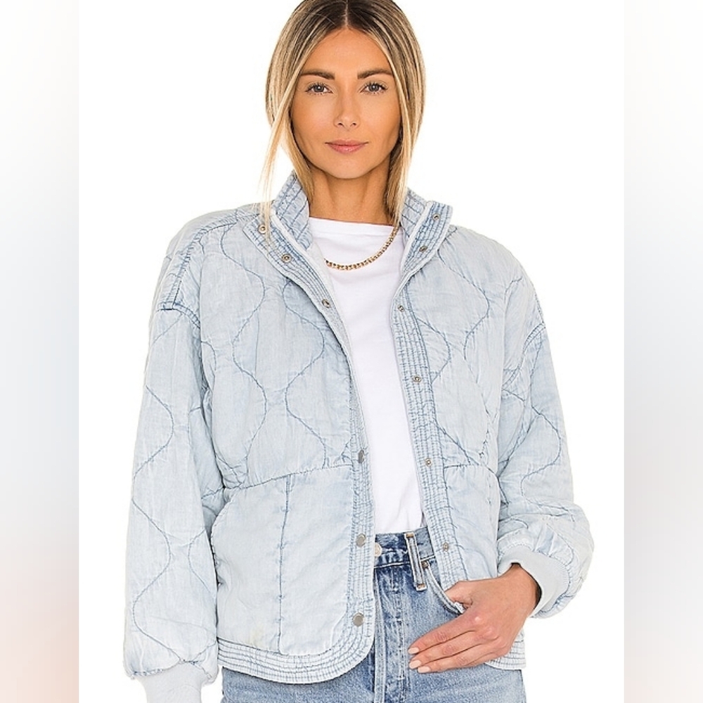 NWT Marc New York XL Quilted Jacket Blue Denim Zip Front Puffer Women - Picture 1 of 6